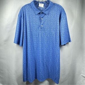 Bermuda Sands Mens Blue Jay Devin Casual Polo Golf Shirt with Leaf Pattern‎ NWT